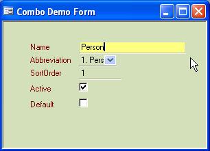 Figure 16. Text Field with focus, Combo Box without focus.