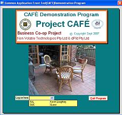 Opening screen of a CAFE compliant document. The Log-in Form.